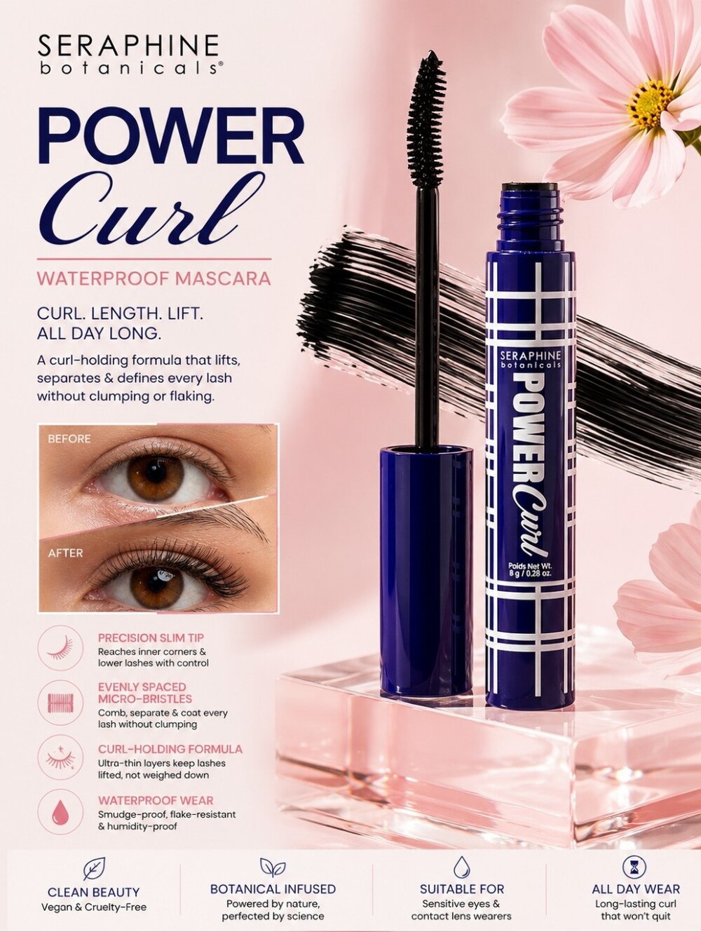 Seraphine Botanicals Power Curl Waterproof Curl-Holding Mascara